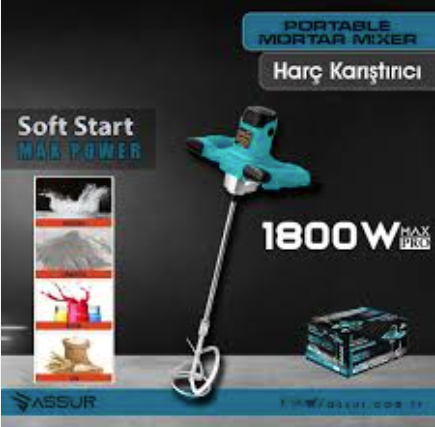 ASSUR PLUS 1800 W Devir Ayarlı Elektrikli Alçı Boya Ve Harç Karıştırıcı Mikser-mavi